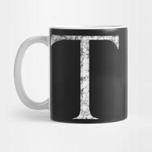 T in Roman White Marble Latin Alphabet Letter Sticker Mug